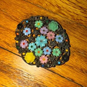 Vintage, beautiful pastel floral brooch